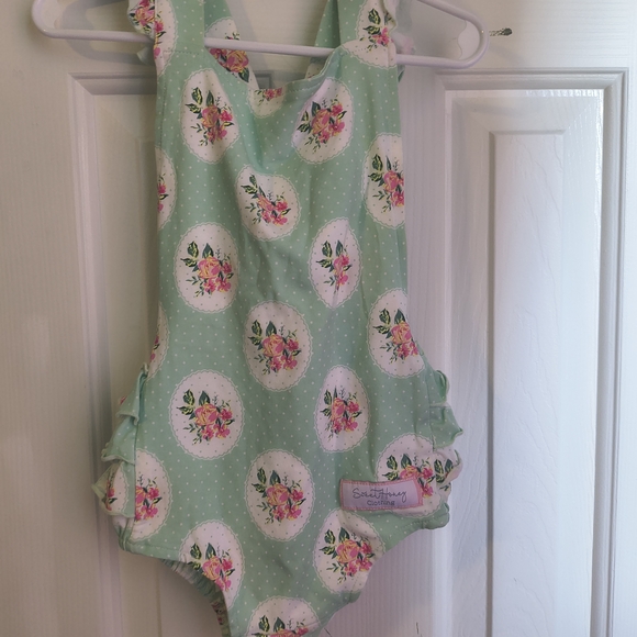 Floral Mint Green Swimsuit - Picture 1 of 4